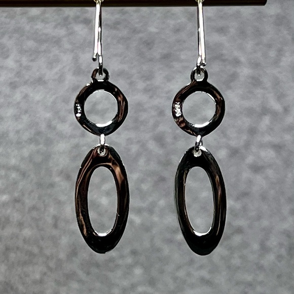 New Genuine 925 Sterling Silver Polished Open Circle/Oval Earrings Gift Box - Picture 5 of 7